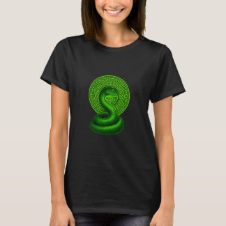 Mystic Green Serpent Mandala Women's Graphic Black Tシャツ