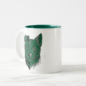 Mystic Green Wolf Fox Duality Mug - Unique Spirit  ツートーンマグカップ (正面左)