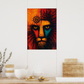 Mystic Lion Face in Color Fields Expressionist Pos ポスター (キッチン)