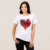 Mystic Love Heart Red Swirl Heart トライブレンドTシャツ (正面全面)