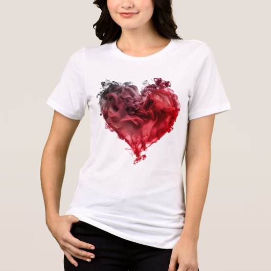 Mystic Love Heart Red Swirl Heart トライブレンドTシャツ (正面)