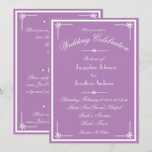 Mystic Mauve All In One RSVP Email Website Wedding 招待状 (正面/裏面)
