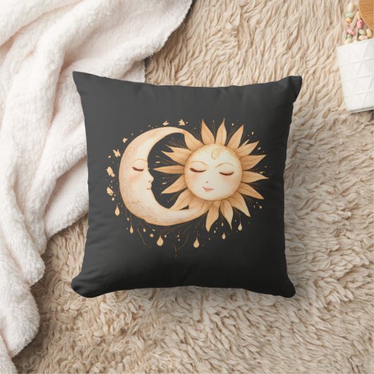 Mystic Moon and Sun Celestial Boho Style クッション (ブランケット)