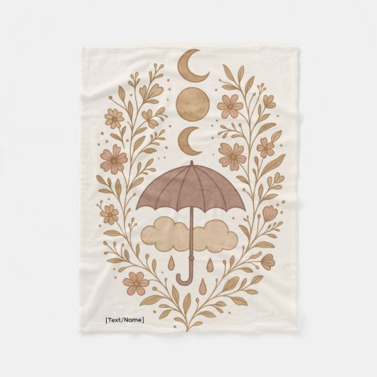 Mystic Moon Boho Rain Blanket | テキスト/名前を追加 フリースブランケット (正面)