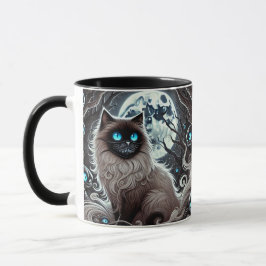 Mystic Moon Cat - Enchanted Black Cat mug マグカップ