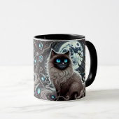 Mystic Moon Cat - Enchanted Black Cat mug マグカップ (正面右)
