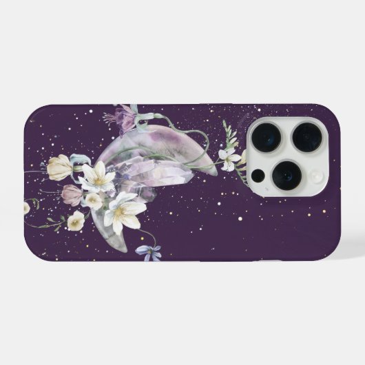 Mystic Moon Crystal Floral Phone Case iPhoneケース (裏面横)