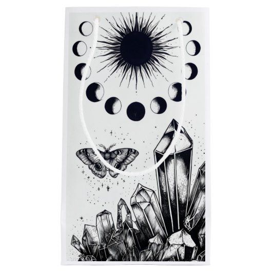 Mystic Moon Phases and Crystals  スモールペーパーバッグ (正面)