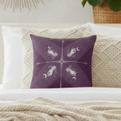 Mystic Moon Purple Celestial Boho Throw Pillow クッション
