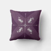 Mystic Moon Purple Celestial Boho Throw Pillow クッション (裏面)
