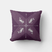 Mystic Moon Purple Celestial Boho Throw Pillow クッション (正面)