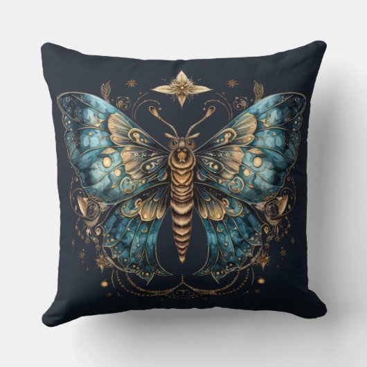 Mystic Moth – Enchanted Moon Throw Pillow クッション (裏面)