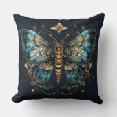 Mystic Moth – Enchanted Moon Throw Pillow クッション (正面)