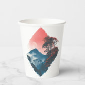 Mystic Mountain Crimson Moon Zen Art 紙コップ (正面)