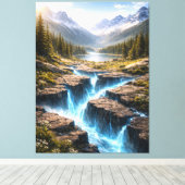 Mystic Mountain Valley – Fantasy Nature Landscape キャンバスプリント (インサイチュ (ウッドフロア))
