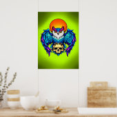 Mystic Owl and Skull – Digital Vibrant Style Art ポスター (キッチン)