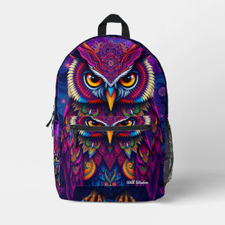 Mystic Owl Spirit Backpack - Wisdom & Magic Design プリントバックパック