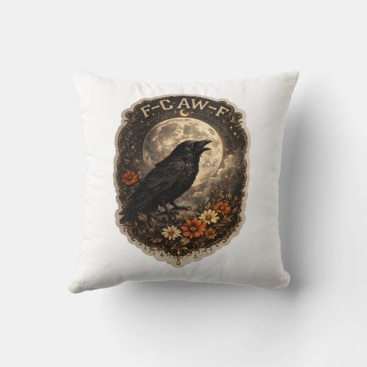 Mystic Raven Under Moon Dark Celestial Aesthetic クッション (裏面)