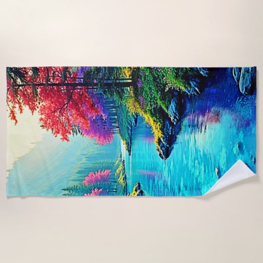 Mystic River Dreamy Forest Path Design ビーチタオル (正面)