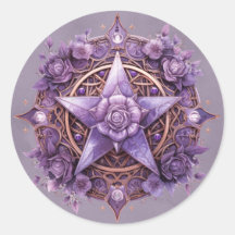 Mystic Rose Pentacle Sticker – Purple Witchy Seal