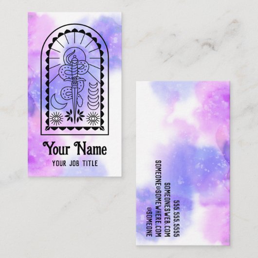 Mystic Snake Sword Moon Spiritual Witchy 名刺 (正面/裏面)