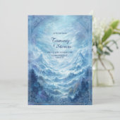 Mystic Snowy Mountain Valley Vista Wedding 招待状 (スタンド正面)