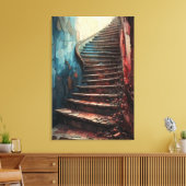 Mystic Stairway to Light – Surreal Textured Ruins  キャンバスプリント (インサイチュ (リビング))