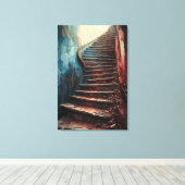 Mystic Stairway to Light – Surreal Textured Ruins  キャンバスプリント (インサイチュ (ウッドフロア))