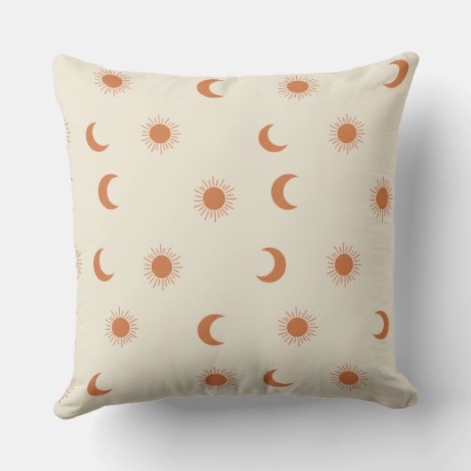 Mystic Sun and Moon Celestial Boho Throw Pillow クッション (裏面)