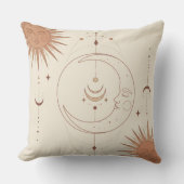 Mystic Sun and Moon Celestial Boho Throw Pillow クッション (正面)