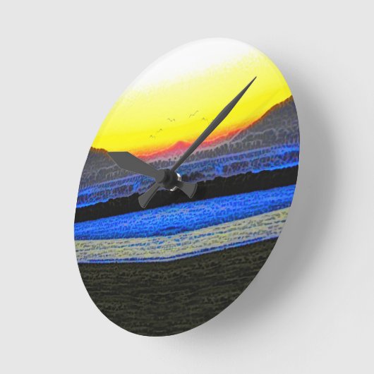 Mystic Sunset Double Vision ラウンド壁時計 (傾斜)