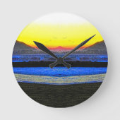 Mystic Sunset Double Vision ラウンド壁時計 (正面)