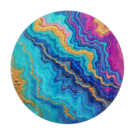 Mystic Teal & Gold Energy カッティングボード (正面)