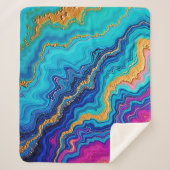 Mystic Teal & Gold Energy シェルパブランケット (正面)