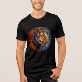 Mystic Tiger – Fire and Ice Mandala Art トライブレンドTシャツ (正面)