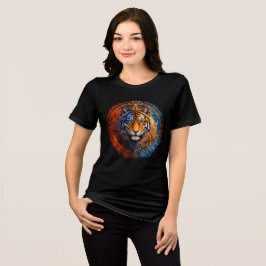 Mystic Tiger – Fire and Ice Mandala Art トライブレンドＴシャツ