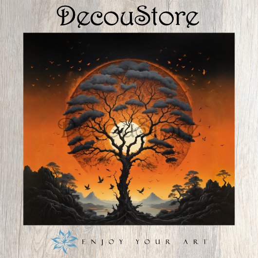 Mystic Tree at Sunset Decoupage 薄葉紙