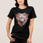 Mystic White Wolf with Red Ink Accents トライブレンドＴシャツ (正面)