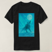Mystic Winged Wolf Howling at the Moon Tシャツ (デザイン正面)