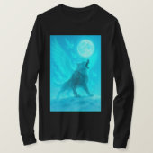 Mystic Winged Wolf Howling at the Moon Tシャツ (デザイン正面)