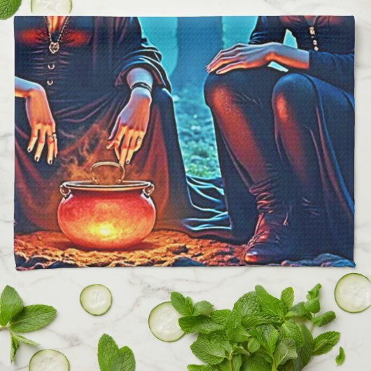 Mystic Witches Cauldron Spellbound キッチンタオル (折り畳み)
