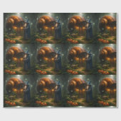 Mystic wizard and glowing pumpkin forest premium m ラッピングペーパー (フラット)