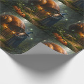 Mystic wizard and glowing pumpkin forest premium m ラッピングペーパー (角)