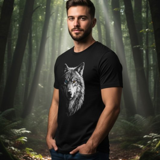 Mystic Wolf Face Heterochromia Eyes Unisex Tee トライブレンドＴシャツ