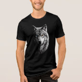 Mystic Wolf Face Heterochromia Eyes Unisex Tee トライブレンドＴシャツ (正面)
