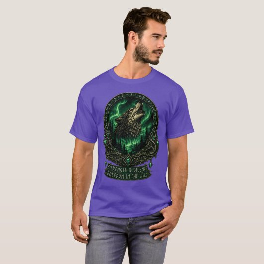 Mystic Wolf Norse Rune Celtic Fantasy Art Tシャツ (正面フル)