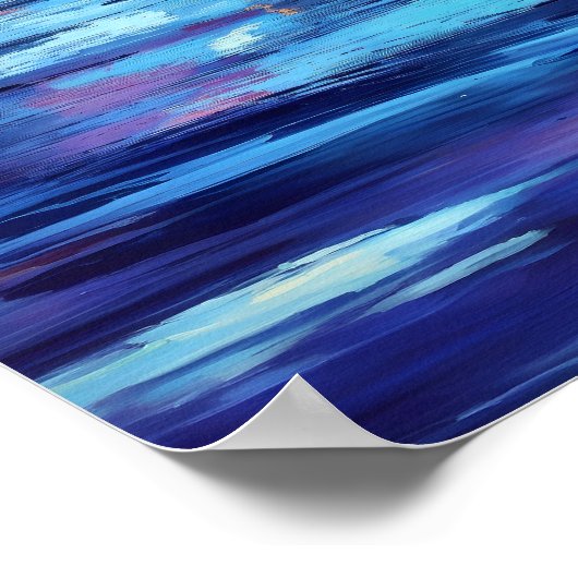 Mystic woman under full moon reflections art ポスター (角)