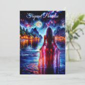 Mystic woman under full moon reflections art 招待状 (スタンド正面)