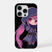 Mystical Anime Phone Case – Pink-Haired Chibi in H iPhoneケース (裏面)