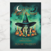 Mystical & Attractive Halloween Witch Conjures  ワインラベル (シングルラベル)